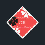 Servilleta De Papel Red Floral Nombre Simple 70th Birthday Party Paper<br><div class="desc">Un fondo de rojo brillante con flores negras y blancas decora esta singular y divertida servilleta de papel fiesta simple, minimalista y floral. Aunque el valor predeterminado es "Cumpleaños 70", se puede cambiar fácilmente el texto por nombre, número de años y evento. ¡Muy femenina y niñita! Platos coincidentes disponibles en...</div>