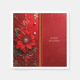 Servilleta De Papel Red Flower Holiday Napkin