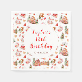 Servilleta De Papel Red Gingerbread House Birthday Party