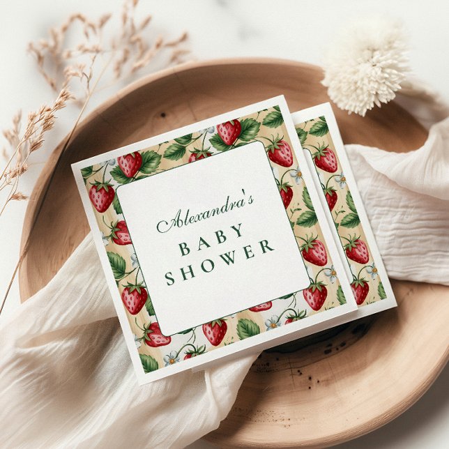 Servilleta De Papel Red Gingham Berry Baby Shower (Subido por el creador)