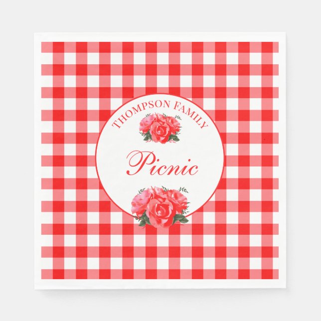 Servilleta De Papel Red Gingham Buffalo Check Picnic Paper Napkin (Anverso)