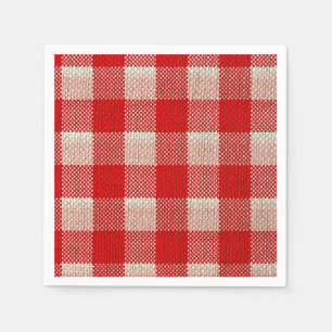 Servilleta De Papel Red Gingham Checkered Pattern Burlap Look