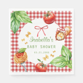 Servilleta De Papel Red Gingham Holy Cannoli Baby Shower Paper Napkin