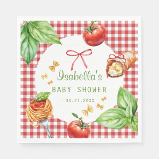 Servilleta De Papel Red Gingham Holy Cannoli Baby Shower Paper Napkin