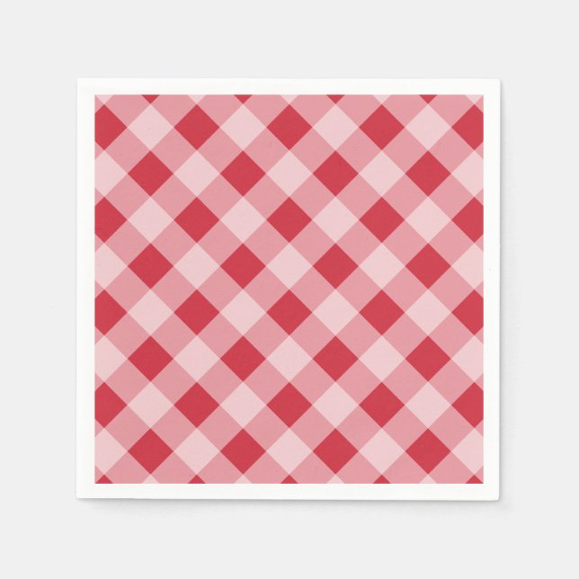 Servilleta De Papel Red Gingham Picnic Fiesta BBQ Napkins (Anverso)