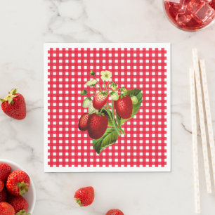 Servilleta De Papel Red Gingham & Strawberries Papel de almuerzo Napki