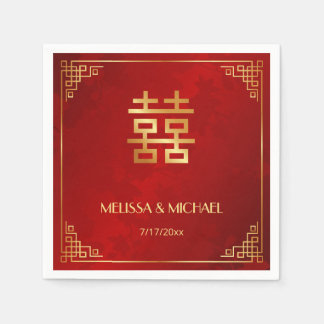 Servilleta De Papel Red Gold Chinese Wedding Custom