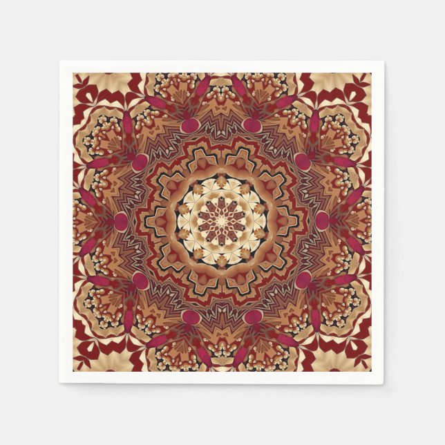 Servilleta De Papel Red Gold Floral Holiday Napkin (Anverso)