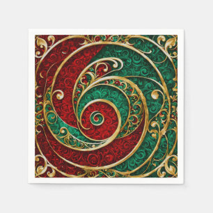 Servilleta De Papel Red Gold Green Navidades Holiday Napkin