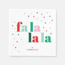 Servilleta De Papel Red Green Pink Fa La La La Christmas Paper Napkin