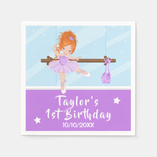 Servilleta De Papel Red Hair Ballerina Purple Tutu Napkins Birthday