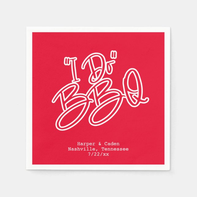 Servilleta De Papel Red I Do BBQ Bodas Napkins (Anverso)