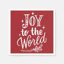 Servilleta De Papel Red Joy to the World Lettering Christmas
