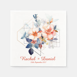 Servilleta De Papel Red Lines&Flowers: Wedding Napkins