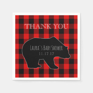 Servilleta De Papel Red Lumberjack Plaid   Woodland Boy Baby Shower