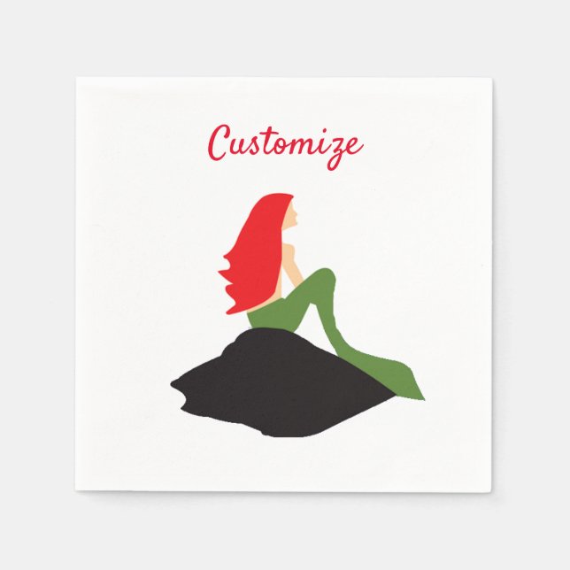Servilleta De Papel Red Mermaid Sitting Thunder_Cove (Anverso)