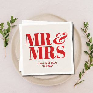 Servilleta De Papel Red Mr. y Mrs. Boda personalizado Napkins