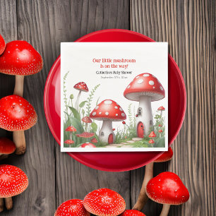 Servilleta De Papel Red Mushroom Fungi Woodland Baby Shower