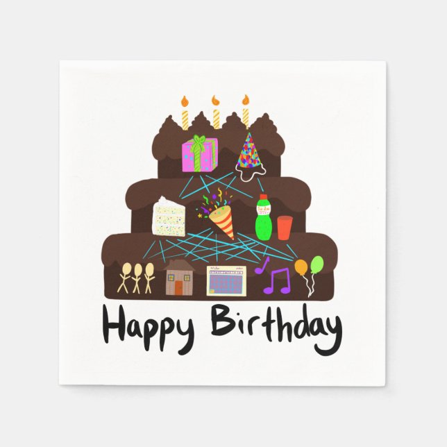 Servilleta De Papel Red Neuronal de Cumpleaños Friki (Anverso)