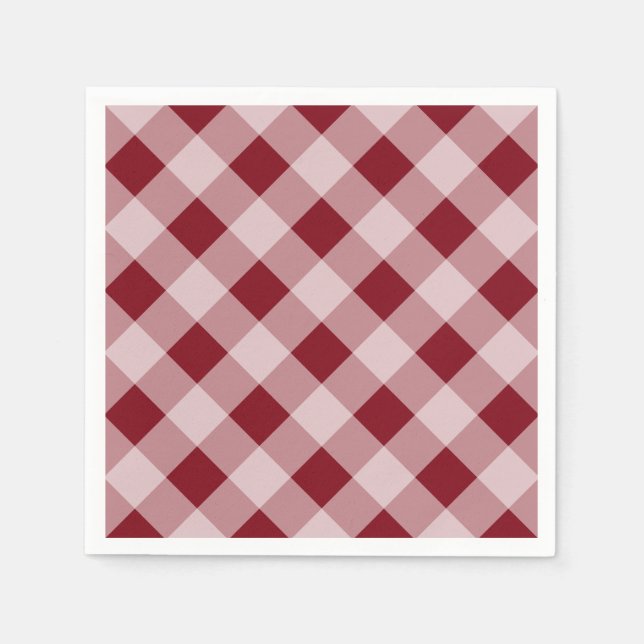 Servilleta De Papel Red Oscura Gingham Napkins (Anverso)