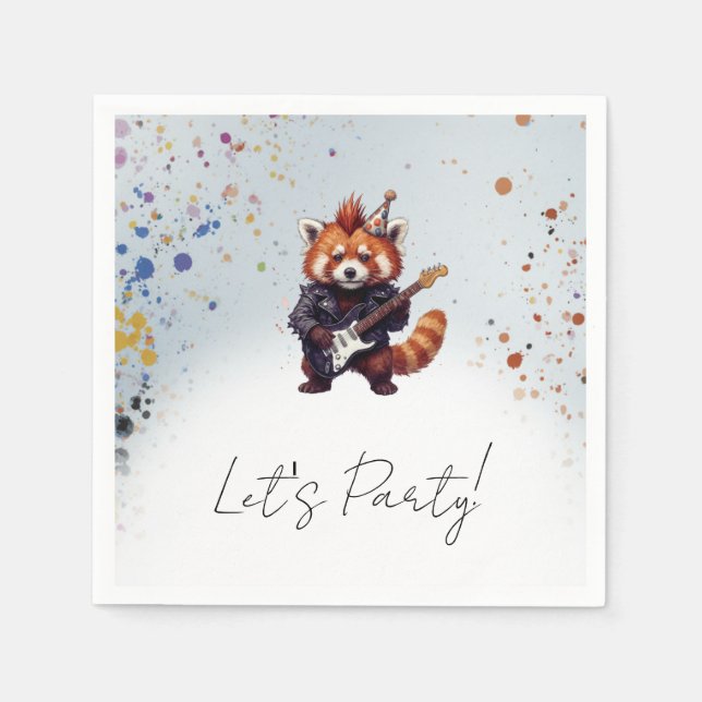 Servilleta De Papel Red Panda Rocker Cocktail (Anverso)