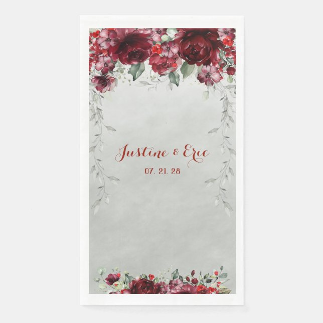 Servilleta De Papel Red Peony Epiphany Vines Boda (Anverso)