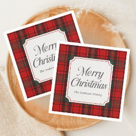 Servilleta De Papel Red Plaid Merry Christmas