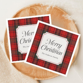 Servilleta De Papel Red Plaid Merry Christmas