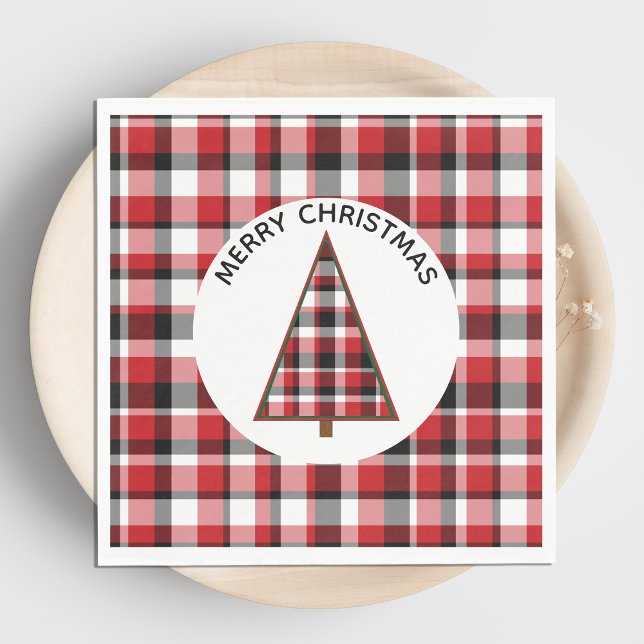 Servilleta De Papel Red Plaid Merry Christmas Paper Napkins (Subido por el creador)