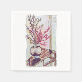 Servilleta De Papel Red Plum Blossoms