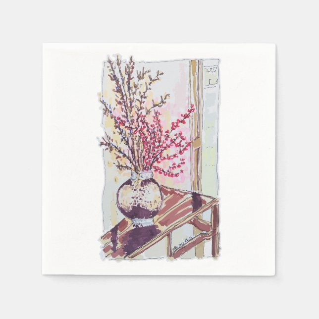 Servilleta De Papel Red Plum Blossoms (Anverso)