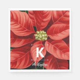 Servilleta De Papel Red Poinsettia Christmas Personalized Monogram