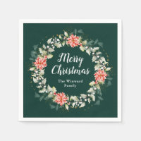 Red Poinsettia Wreath Feliz Navidad