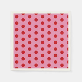 Servilleta De Papel Red Polka Dots on Pink