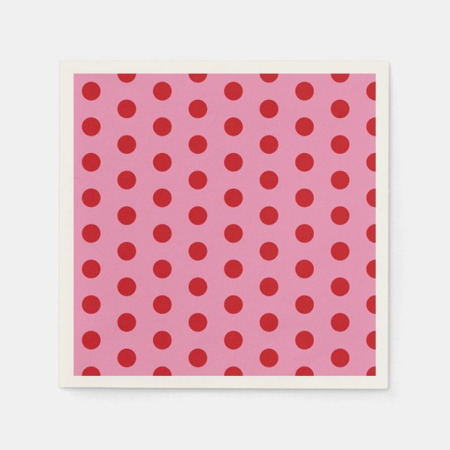 Servilleta De Papel Red Polka Dots on Pink (Anverso)