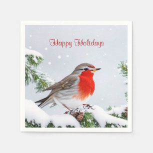 Servilleta De Papel Red Robin Holiday Navidades Papel Napkin