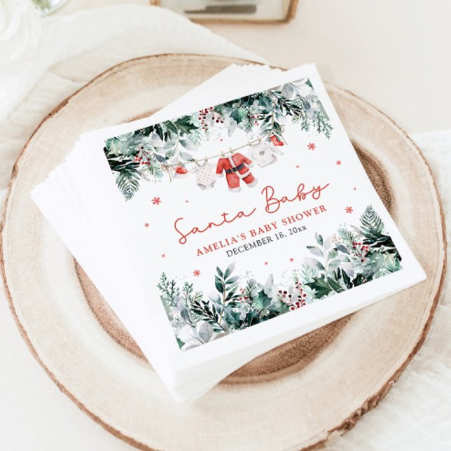 Servilleta De Papel Red Santa Baby Navidades Baby Clothes Baby Shower (Subido por el creador)