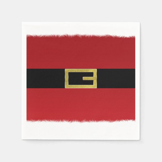 Servilleta De Papel Red Santa Claus Belt & White Fur Navidades (Anverso)