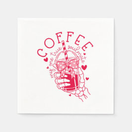 Servilleta De Papel Red Skeleton Hand Coffee Soulmate Hearts