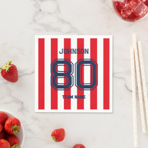 Servilleta De Papel Red Sports Team Custom Name Number Team Gameday