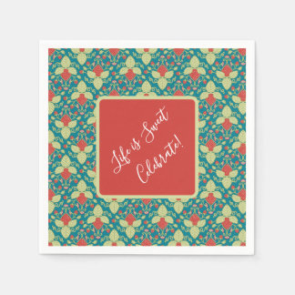 Servilleta De Papel Red Strawberries, Flowers, Fruit and Runners