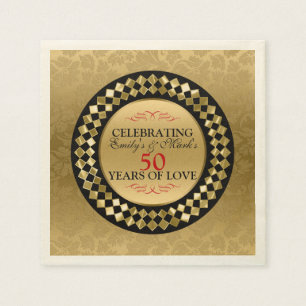 Servilleta De Papel Red Swirls Gold Damask