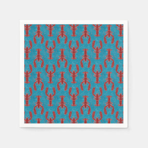 Servilleta De Papel Red tribal de langostas sobre azul náutico