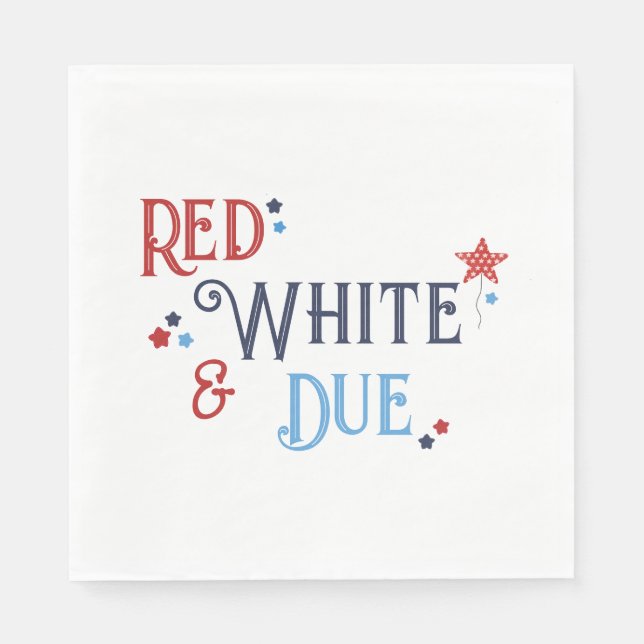 Servilleta De Papel Red White and Due Baby Shower Invitation (Anverso)