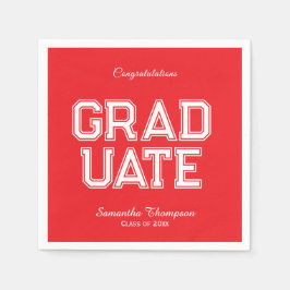 Servilleta De Papel Red & White Graduation Party Napkins Customizable