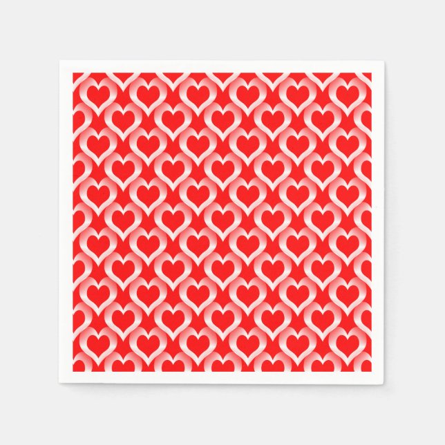 Servilleta De Papel Red White Hearts Pattern (Anverso)