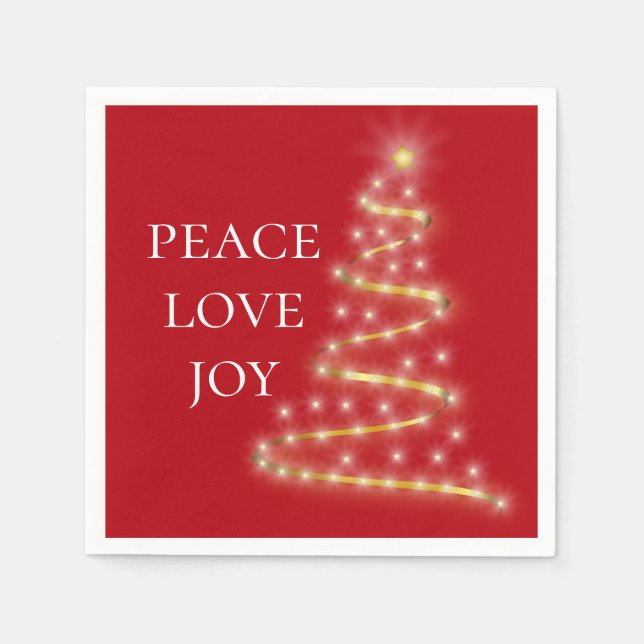 Servilleta De Papel Red White Peace Love Joy Napkins (Anverso)
