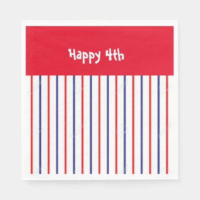 Servilleta De Papel "Red, White y Blue Gappy 4th" Comida (Anverso)