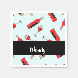 Servilleta De Papel Red wine bottles and glasses pattern