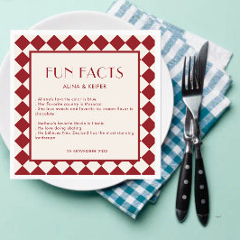 Servilleta De Papel Red y Cream Retro Negrita Fun Facts Boda